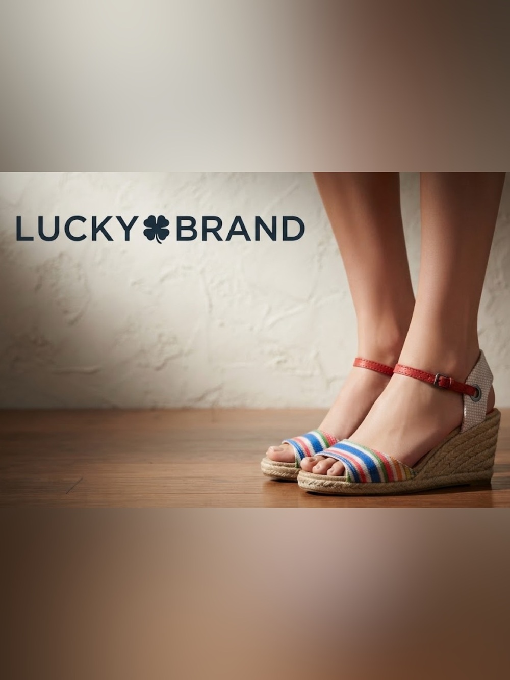 Authentic Lucky Brand designer canvas espadrilles sandals 8.5
